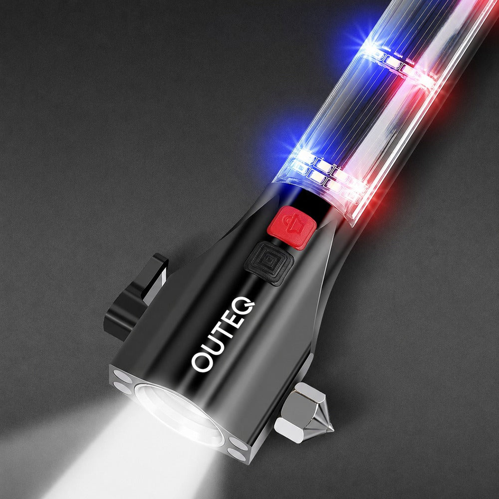 Boční výstražné LED světlo svítilny OUTEQ FL4 u stojícího vozu
